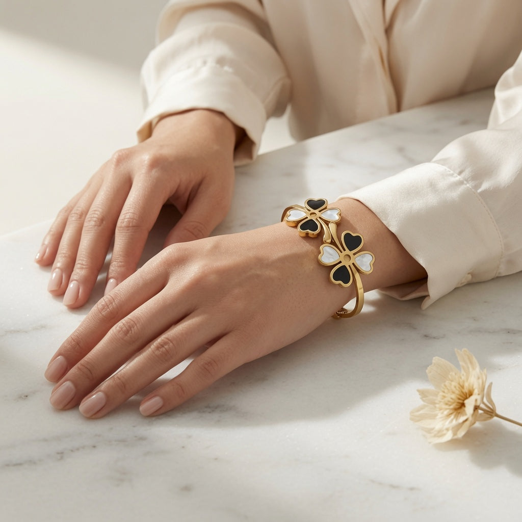 Double Clover Bangle – Two-Tone