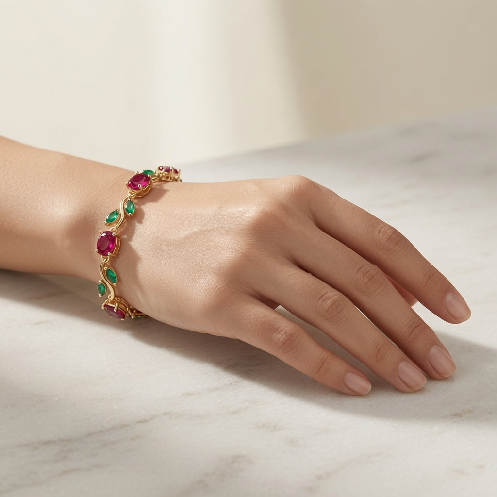 Tulip Bracelet - Gold (Red + Green)